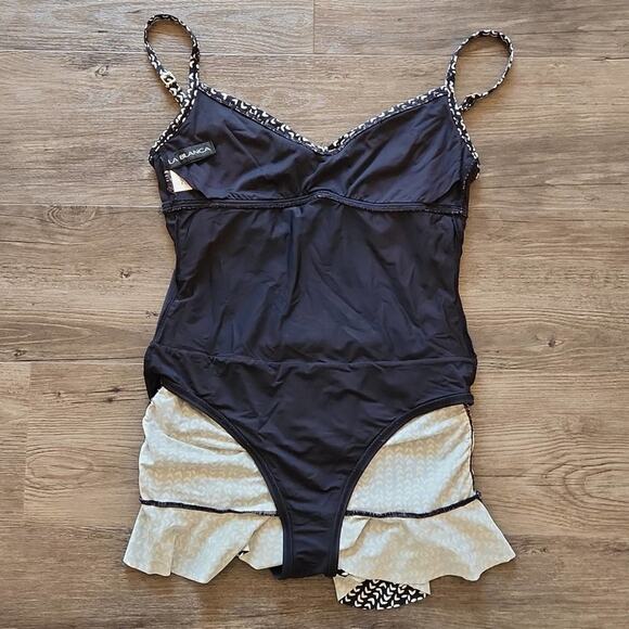 LA BLANCA Black White Arrow Sweetheart One Piece Swim Suit 6 - Picture 9 of 10